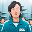 Игрок 456 из сериала "Игра в кальмара" скользит