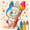 Книга-раскраска для детей с куклой Лабубу